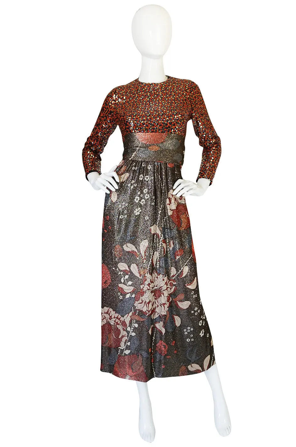 1975 Sequin & Metallic Lurex Bill Blass Dress Set