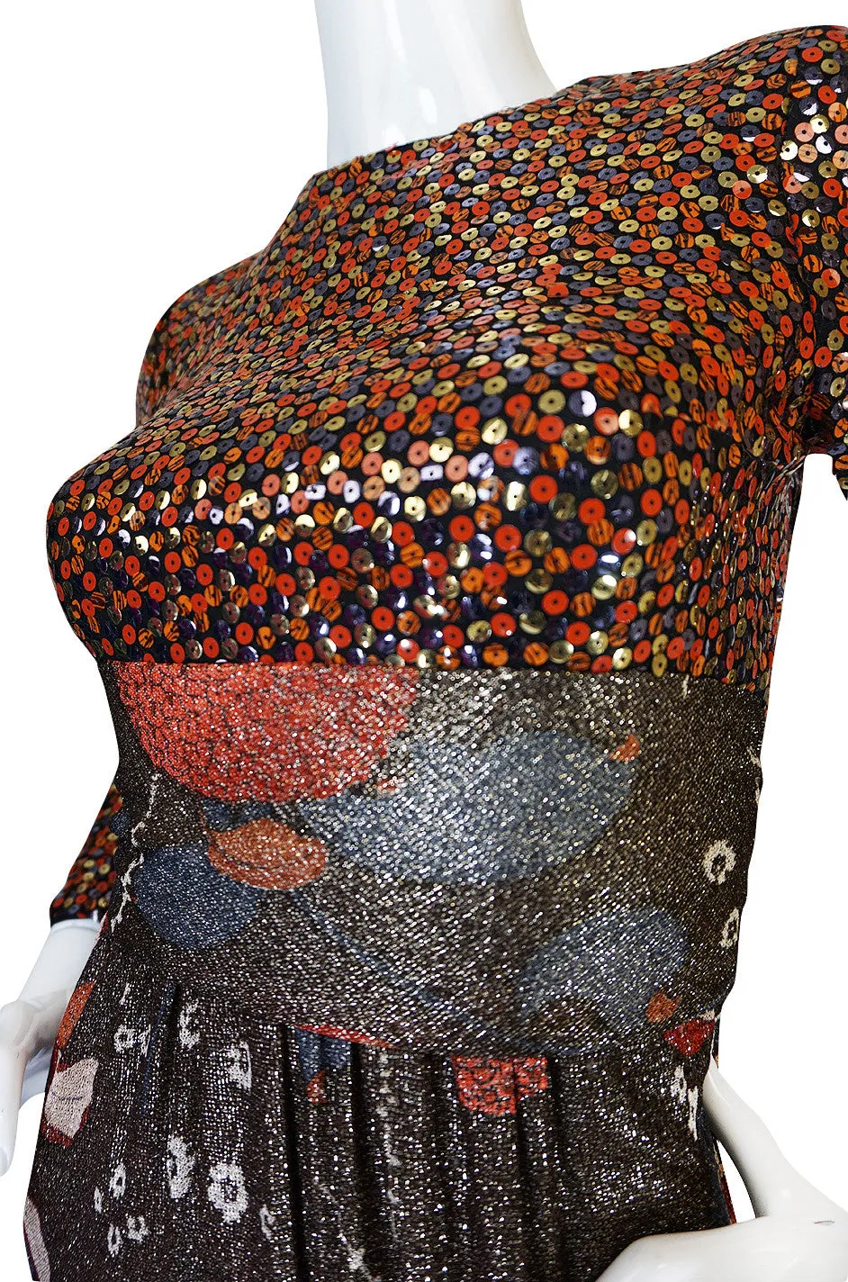 1975 Sequin & Metallic Lurex Bill Blass Dress Set