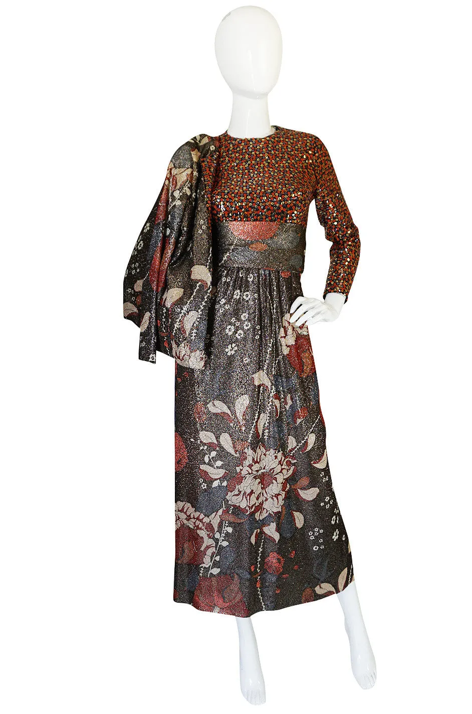 1975 Sequin & Metallic Lurex Bill Blass Dress Set