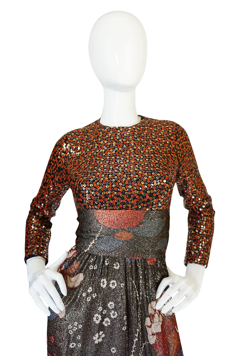 1975 Sequin & Metallic Lurex Bill Blass Dress Set