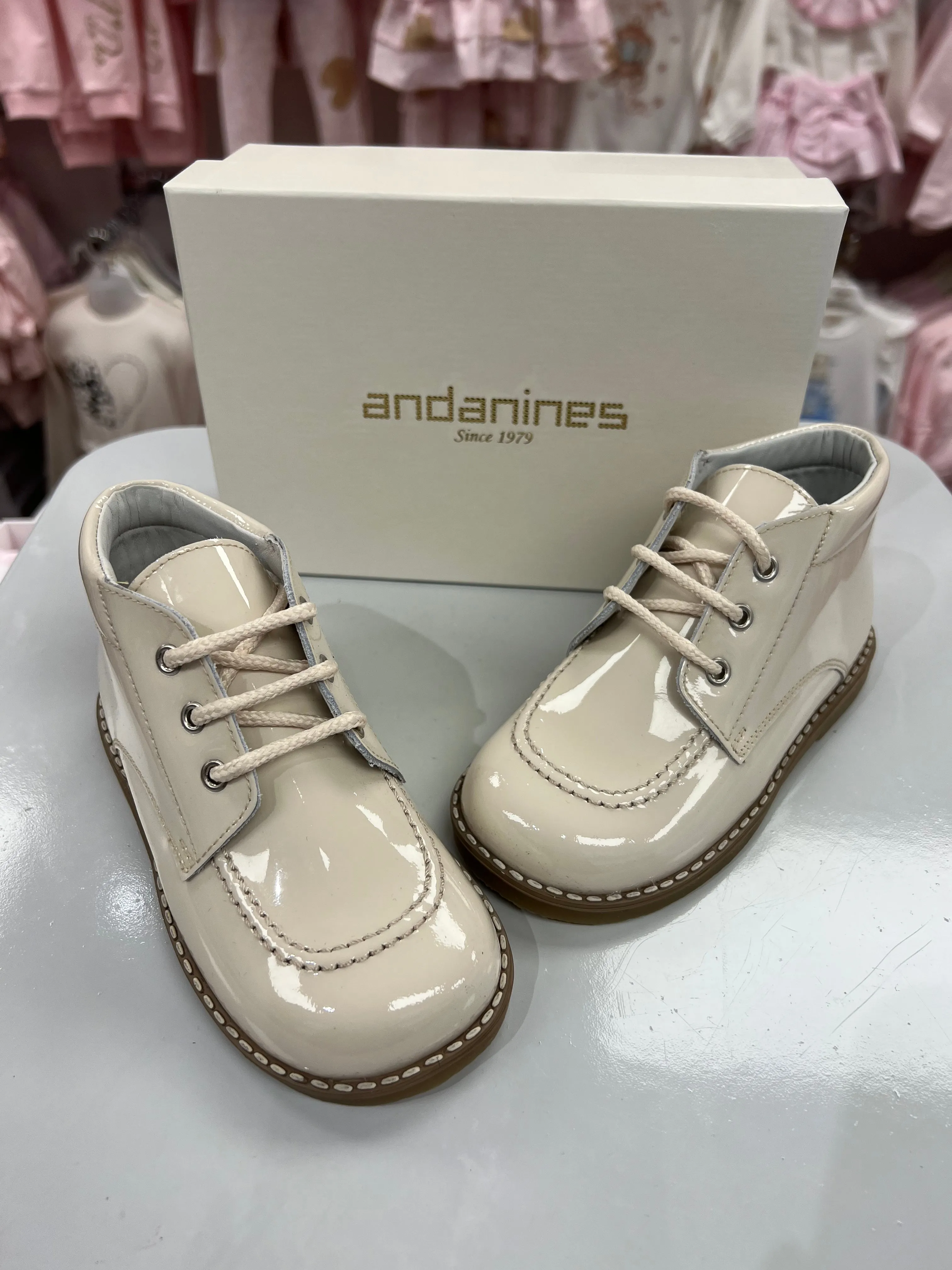 222325  Beig Lace Boots By Andanines