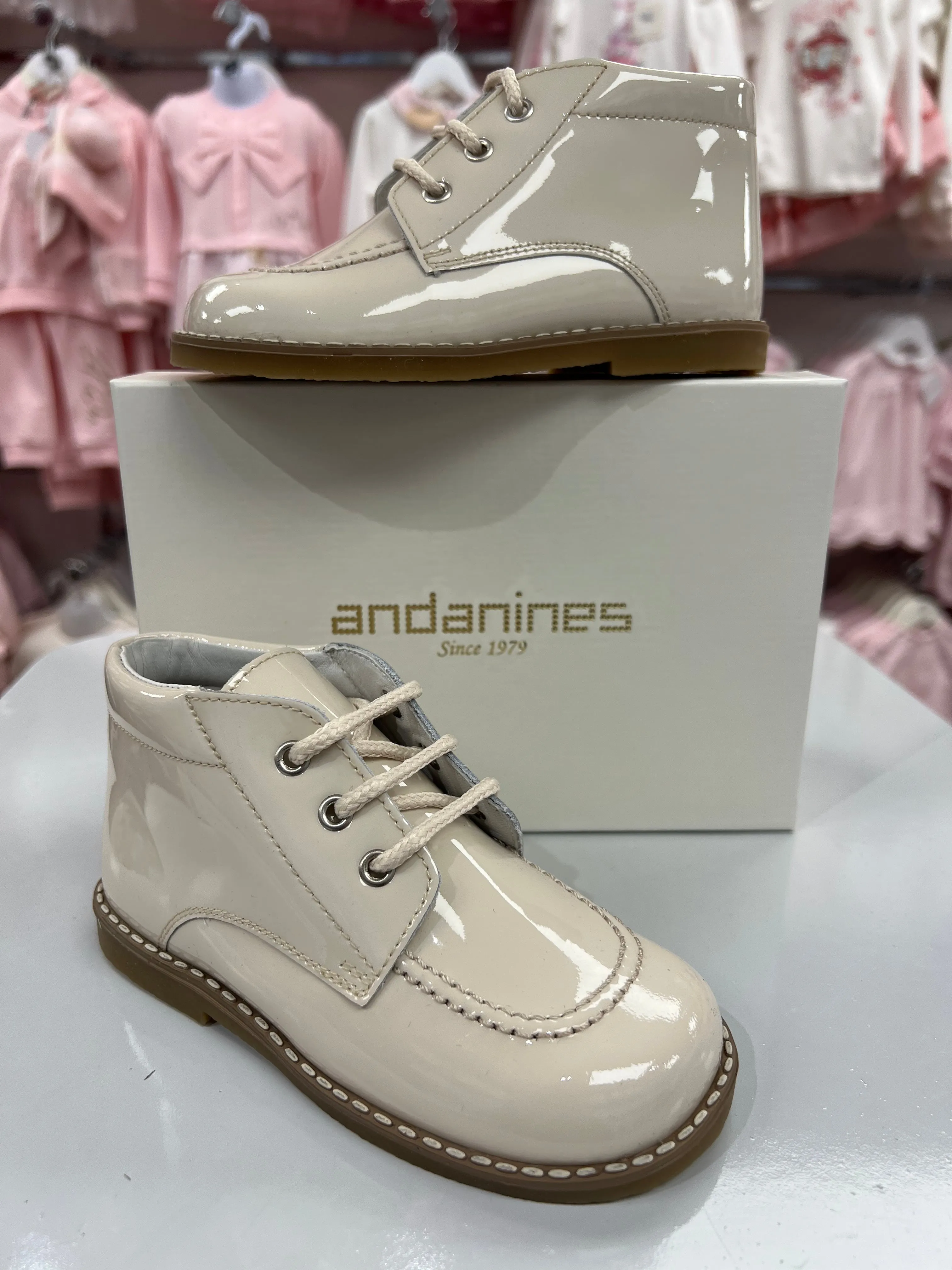 222325  Beig Lace Boots By Andanines