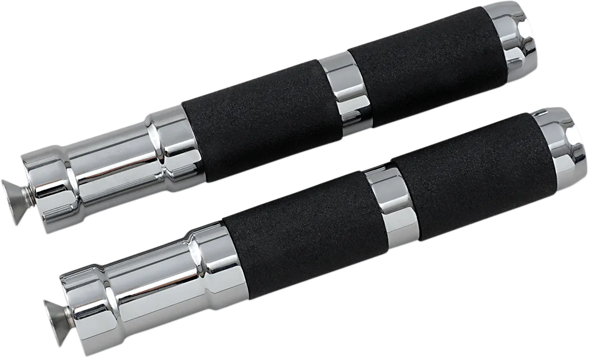 Accutronix RP111-RC Chrome Footpegs - Rubber - Male Mount - 5-1/2in.