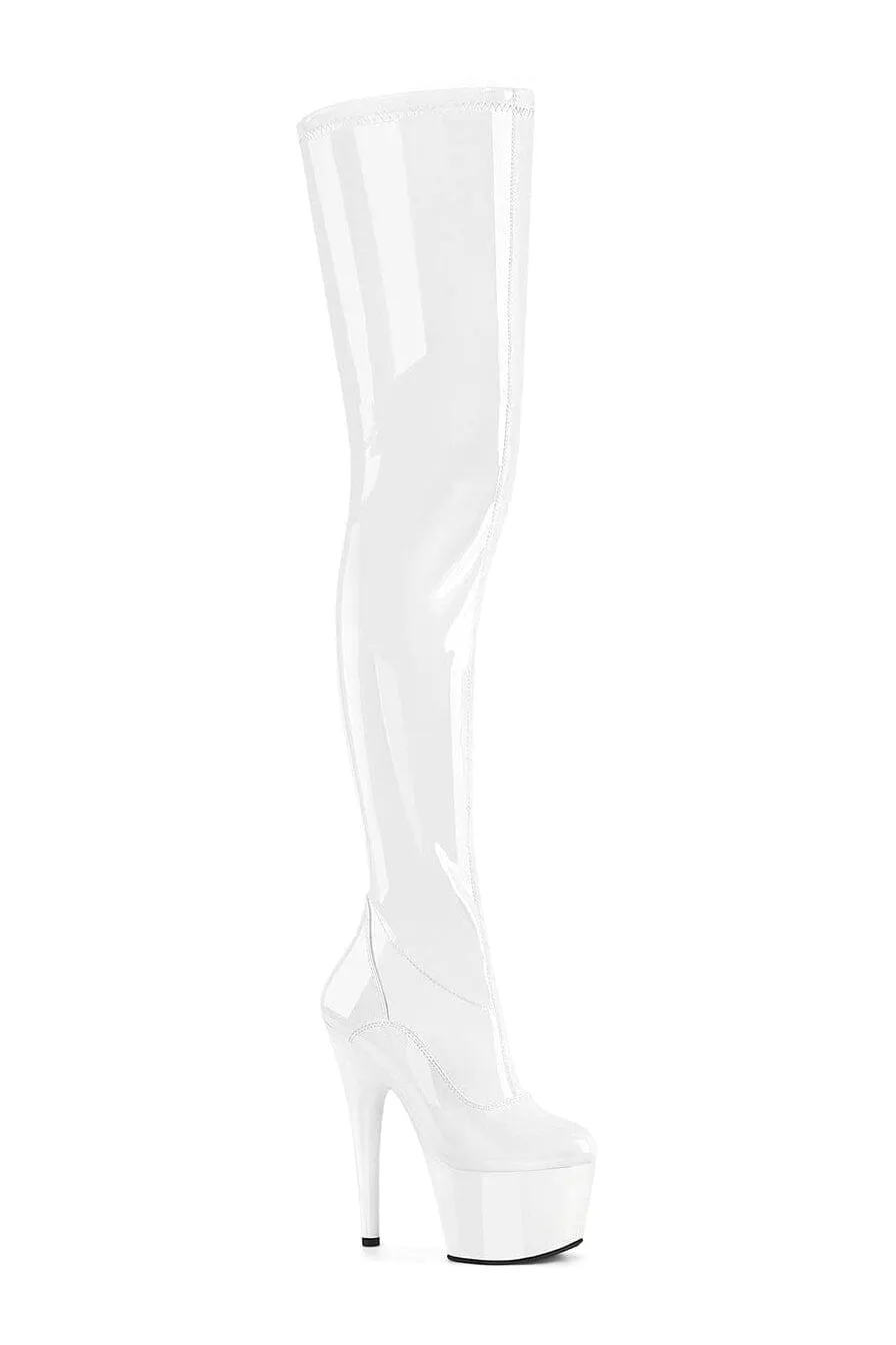 ADORE-4000 White Patent Thigh Boot