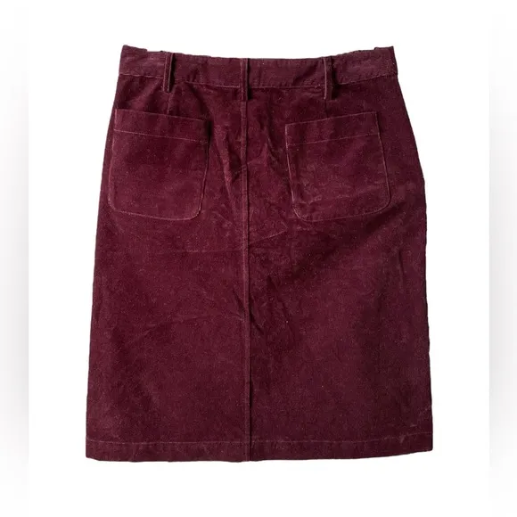 A.P.C. Cotton Burgundy Corduroy Velvet A-Line Womens Mini Skirt Size 38 Preppy