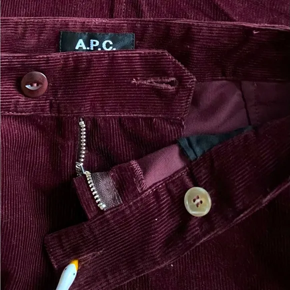 A.P.C. Cotton Burgundy Corduroy Velvet A-Line Womens Mini Skirt Size 38 Preppy