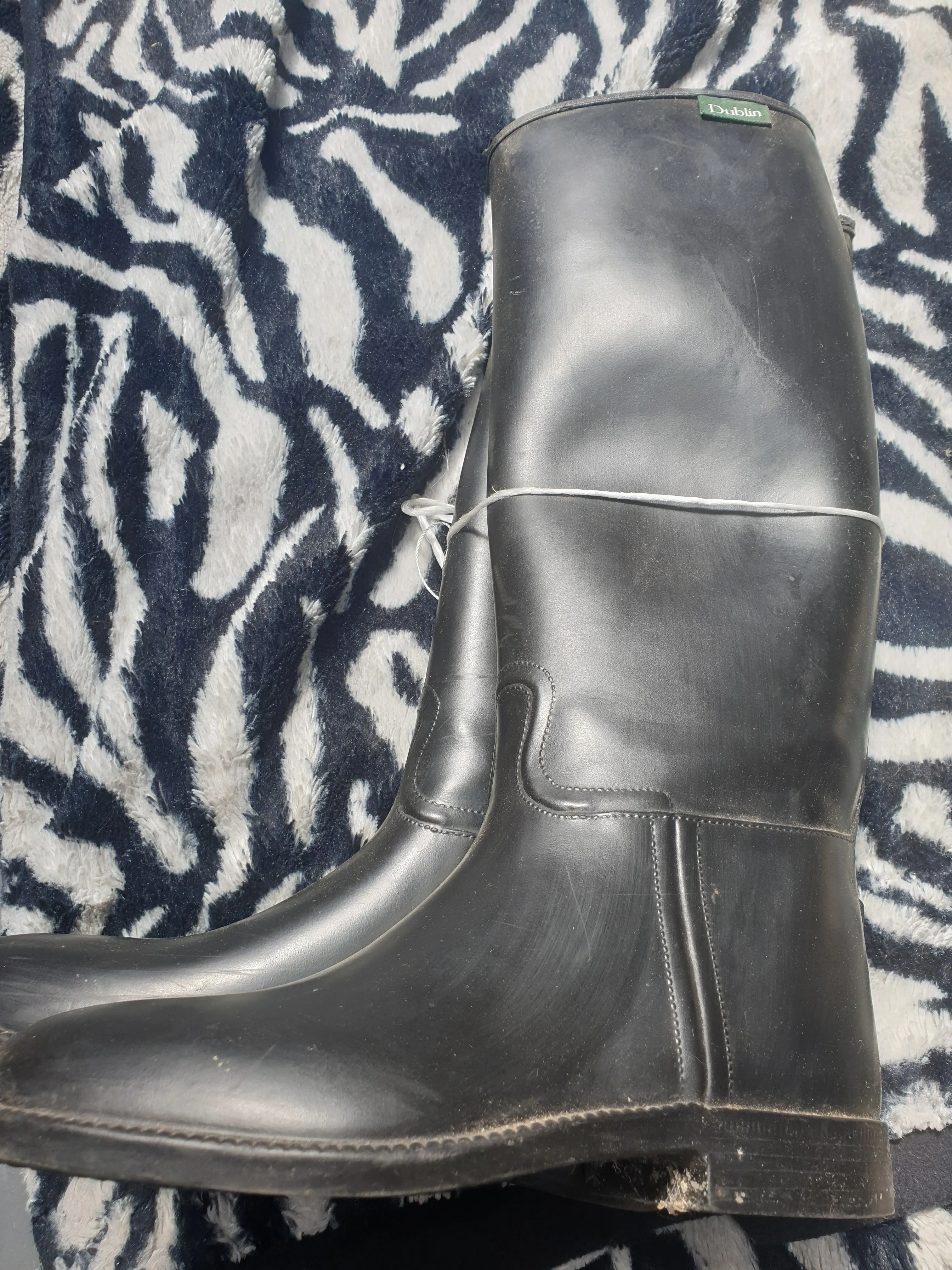 Black Dublin size 4 long rubber boots FREE POSTAGE ✅