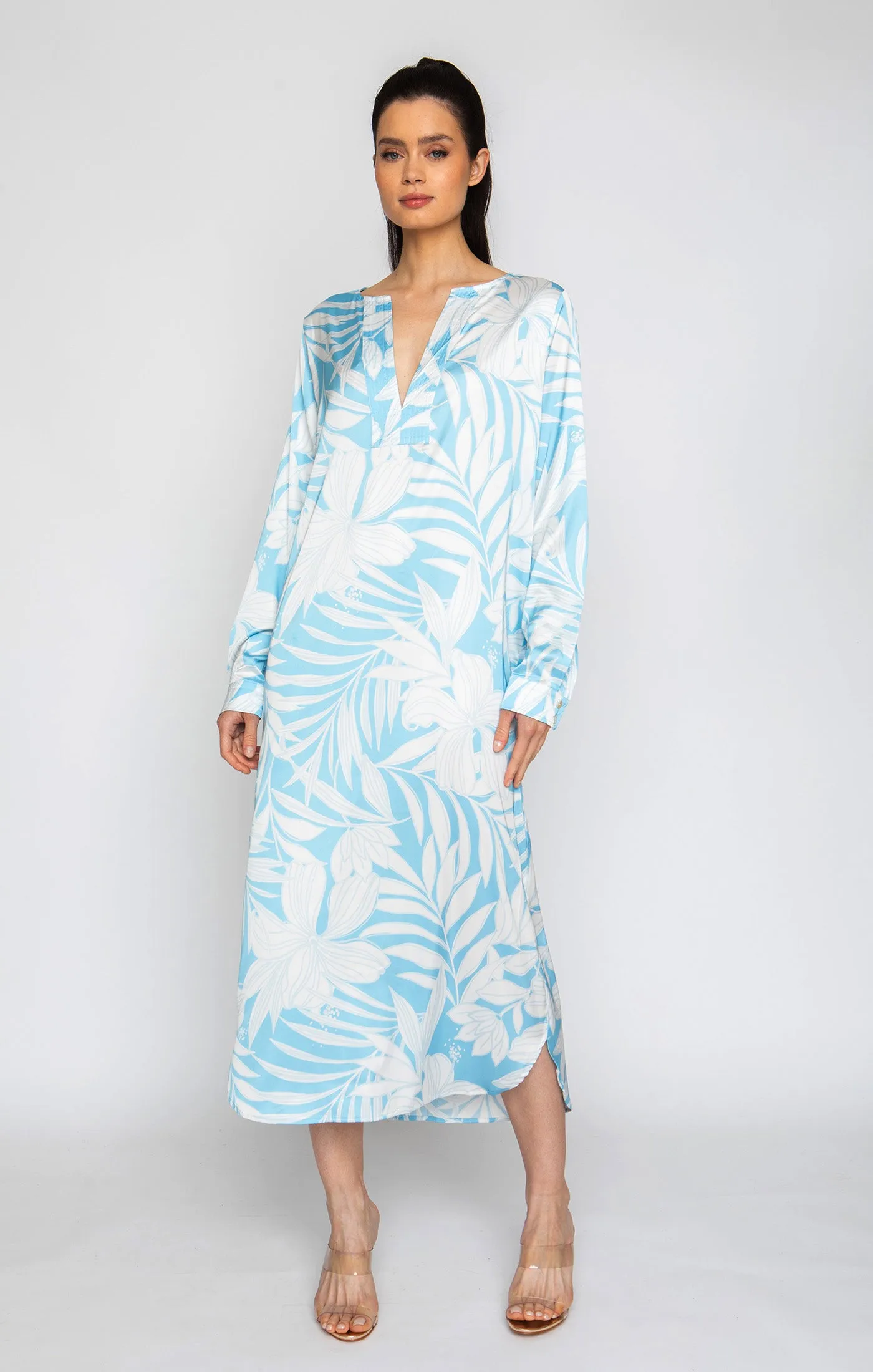 Blue Hawaii Long Sleeve Tunic Dress