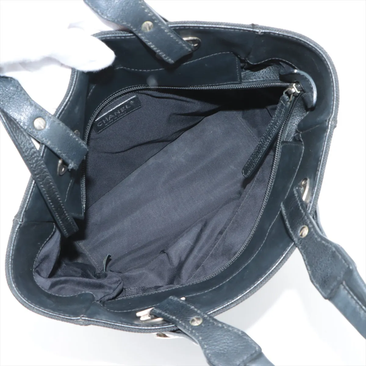 Chanel Paris Biarritz PM Coating Canvas Tote bag Black Silver Metal Fittings 12234711 #2484