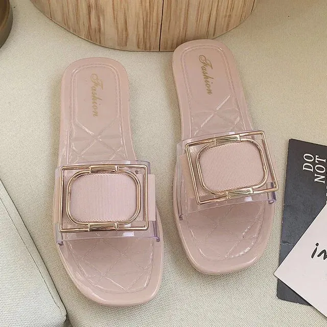 Comemore Sandals Female Summer House Women's Fashion Casual Korean Sandal Soft Home Footwear Beach Flat Slippers for Women Shoes