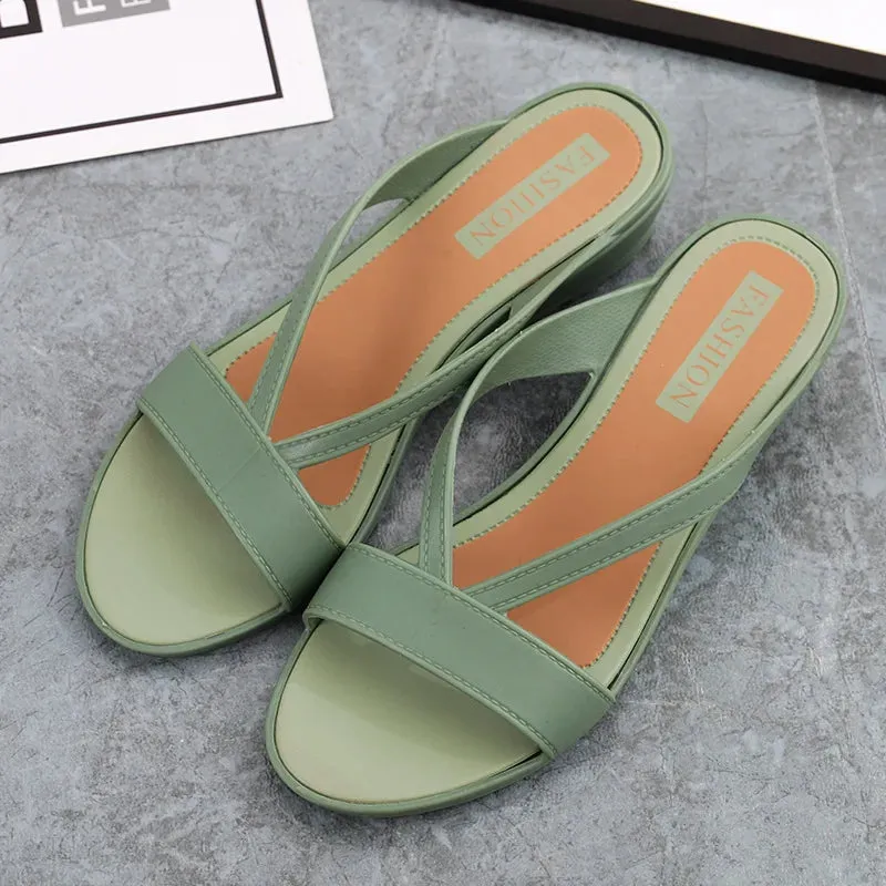 Comemore Sandals Female Summer House Women's Fashion Casual Korean Sandal Soft Home Footwear Beach Flat Slippers for Women Shoes