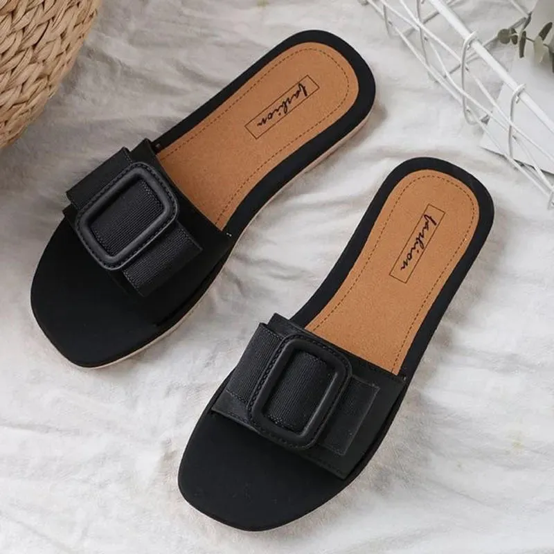 Comemore Sandals Female Summer House Women's Fashion Casual Korean Sandal Soft Home Footwear Beach Flat Slippers for Women Shoes