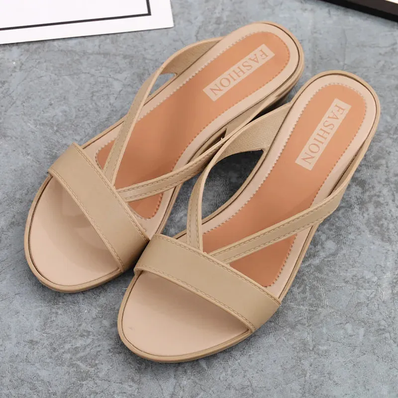 Comemore Sandals Female Summer House Women's Fashion Casual Korean Sandal Soft Home Footwear Beach Flat Slippers for Women Shoes