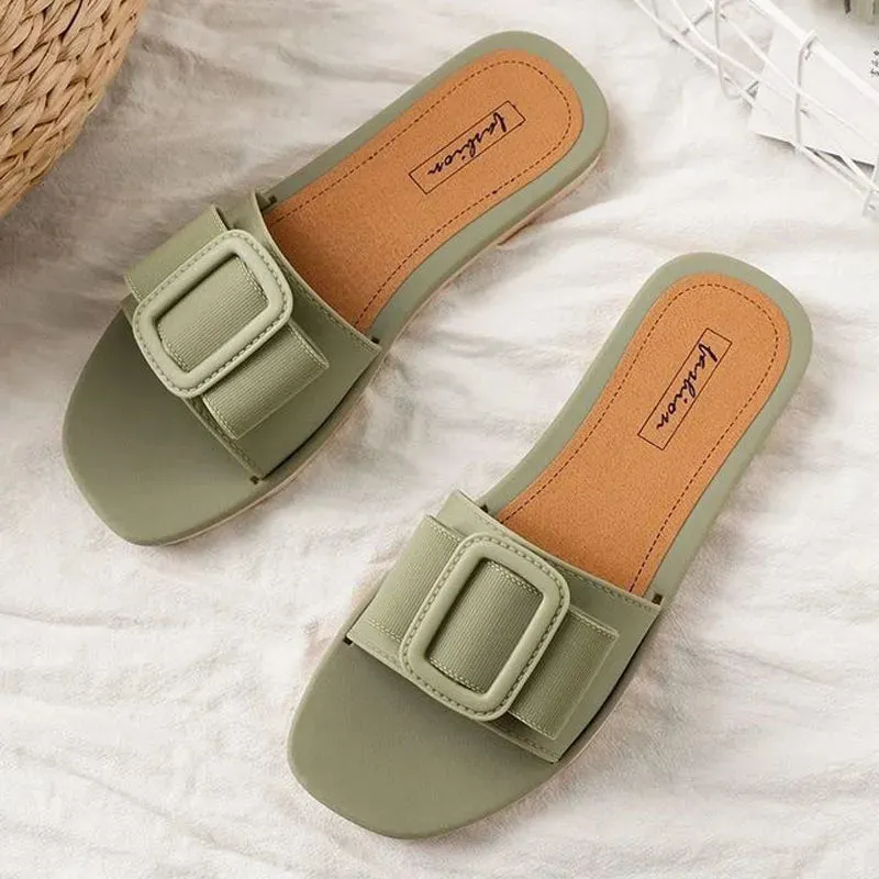 Comemore Sandals Female Summer House Women's Fashion Casual Korean Sandal Soft Home Footwear Beach Flat Slippers for Women Shoes