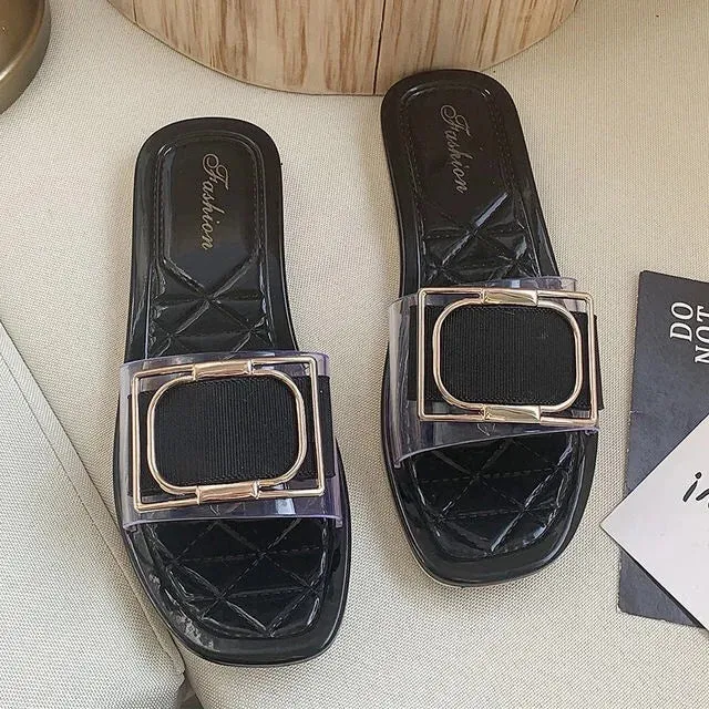 Comemore Sandals Female Summer House Women's Fashion Casual Korean Sandal Soft Home Footwear Beach Flat Slippers for Women Shoes