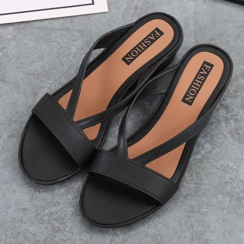 Comemore Sandals Female Summer House Women's Fashion Casual Korean Sandal Soft Home Footwear Beach Flat Slippers for Women Shoes