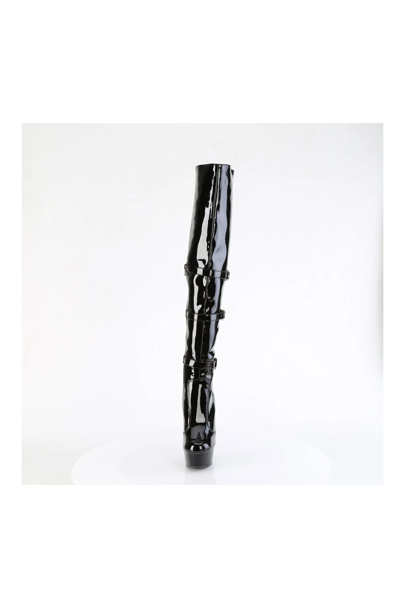 DELIGHT-3018 Black Patent Thigh Boot