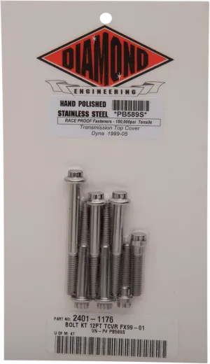 Diamond Engineering PB589S Transmission Top Cover 12-Point Polished Stainless Engine Bolt Kit