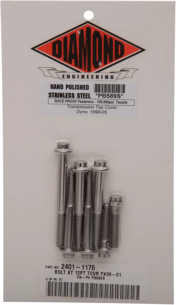 Diamond Engineering PB589S Transmission Top Cover 12-Point Polished Stainless Engine Bolt Kit