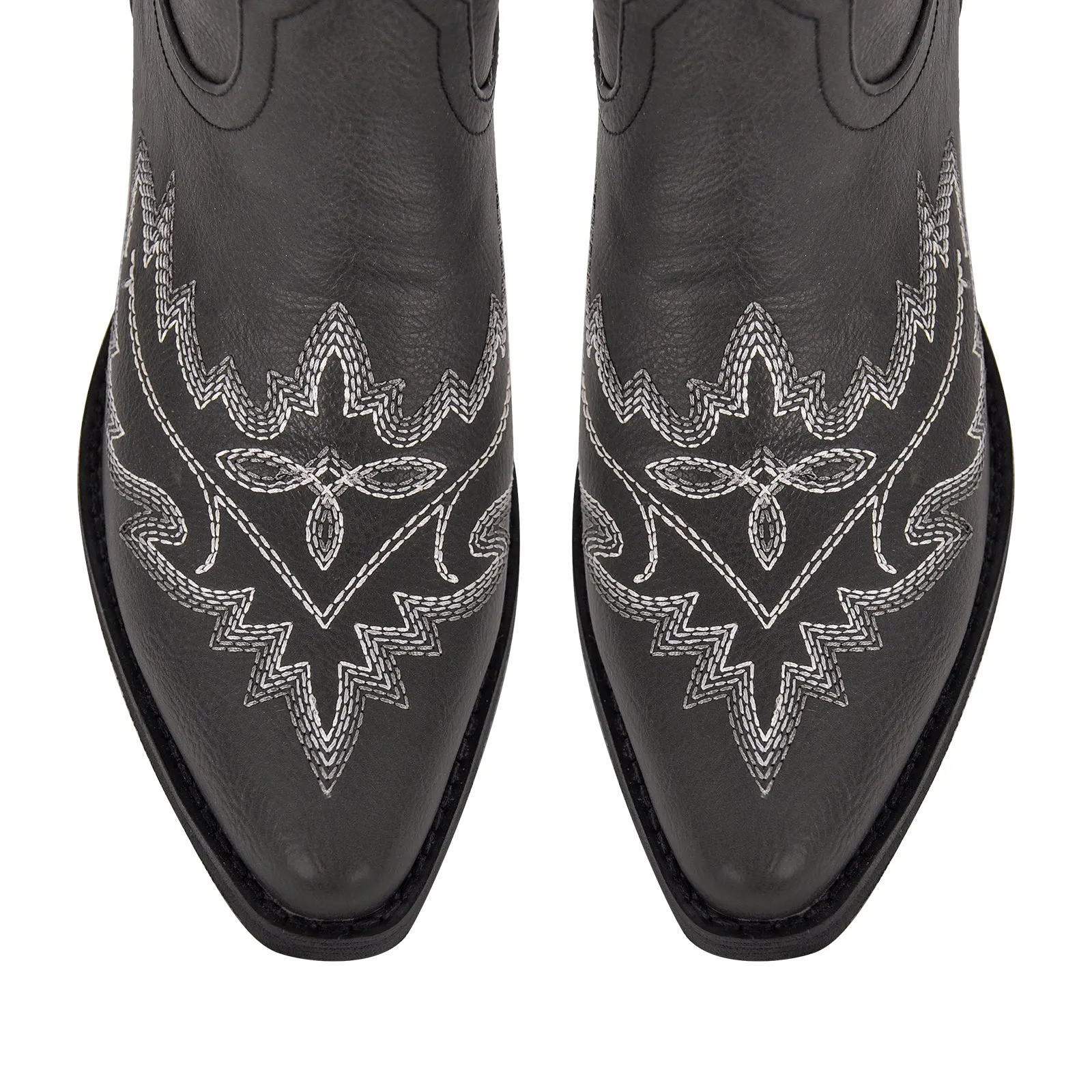 Embroidery Chunky Heel Knee High Western Boots