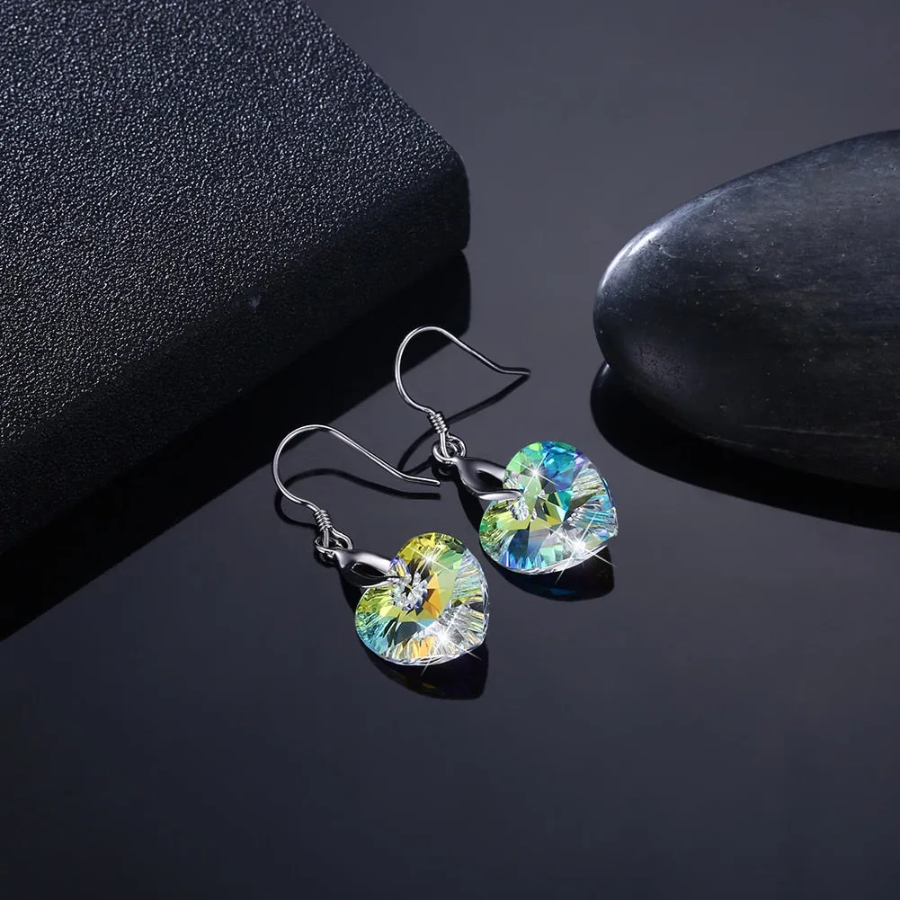 Iridescent Heart Crystals Earrings