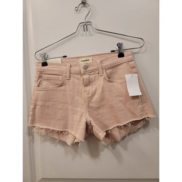 L'AGENCE Audrey Mid Rise Pink Jean Short
