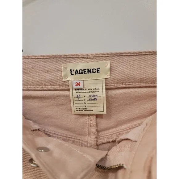 L'AGENCE Audrey Mid Rise Pink Jean Short