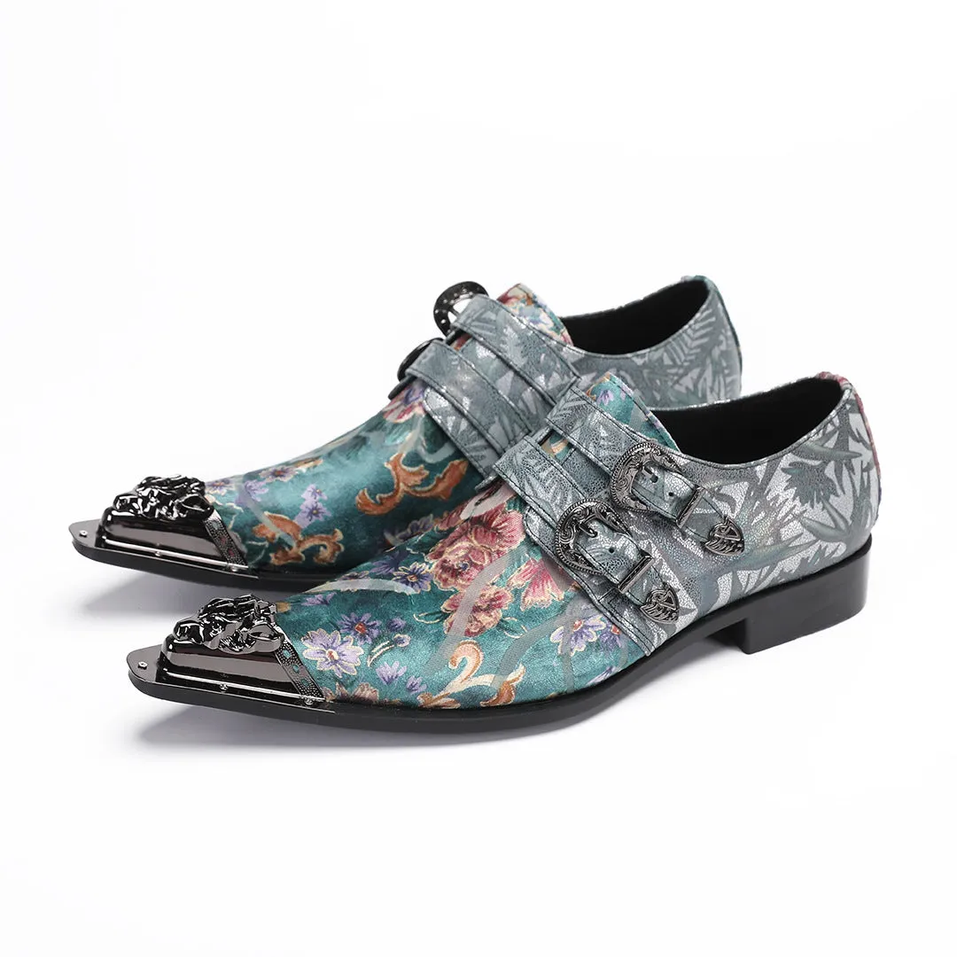 Leather pointed-toe men's shoes, spring and autumn embossed patent leather loafers, personalized hairstylists, trendy men's single shoes, one-foot casual shoes