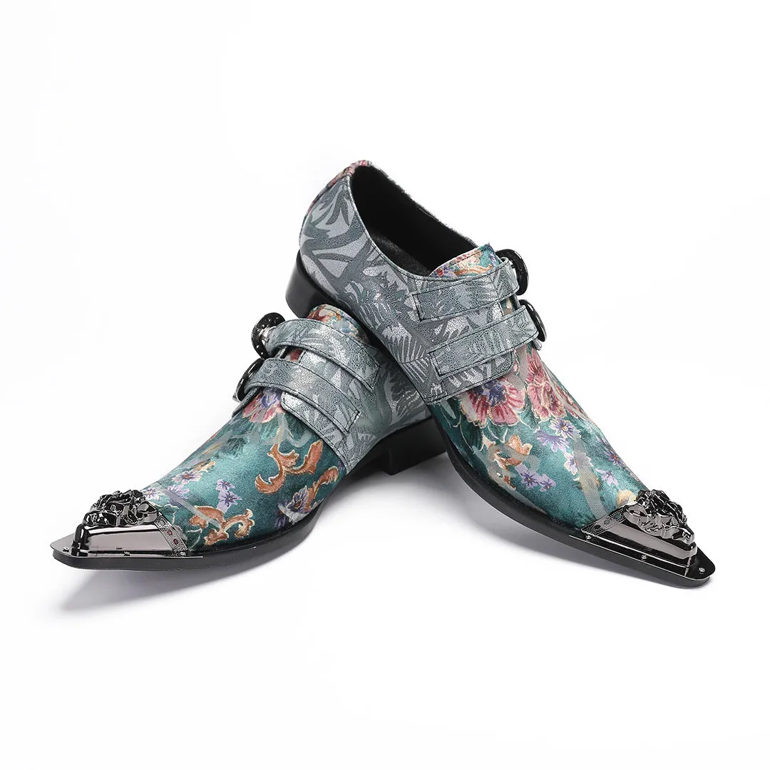 Leather pointed-toe men's shoes, spring and autumn embossed patent leather loafers, personalized hairstylists, trendy men's single shoes, one-foot casual shoes