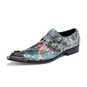Leather pointed-toe men's shoes, spring and autumn embossed patent leather loafers, personalized hairstylists, trendy men's single shoes, one-foot casual shoes