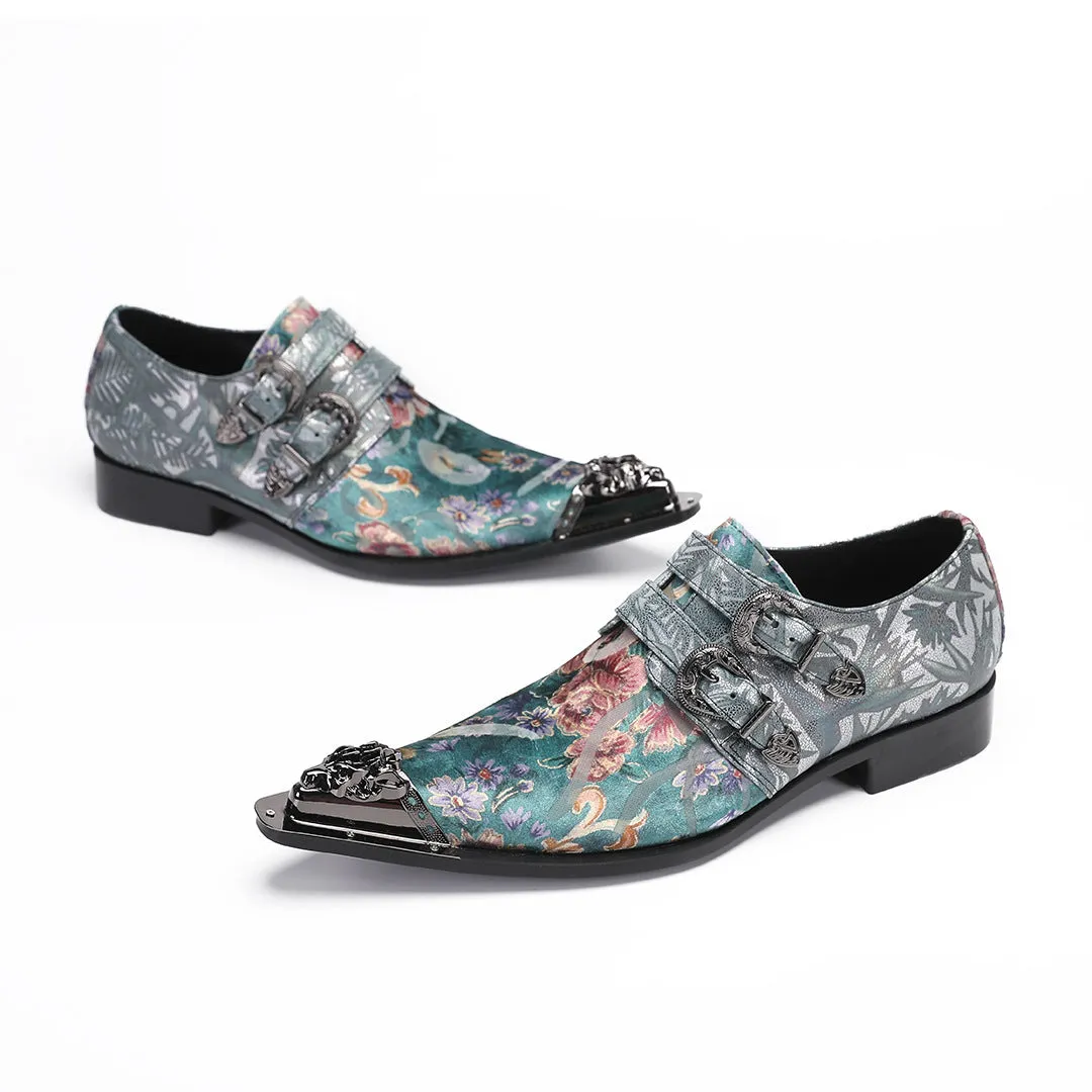 Leather pointed-toe men's shoes, spring and autumn embossed patent leather loafers, personalized hairstylists, trendy men's single shoes, one-foot casual shoes