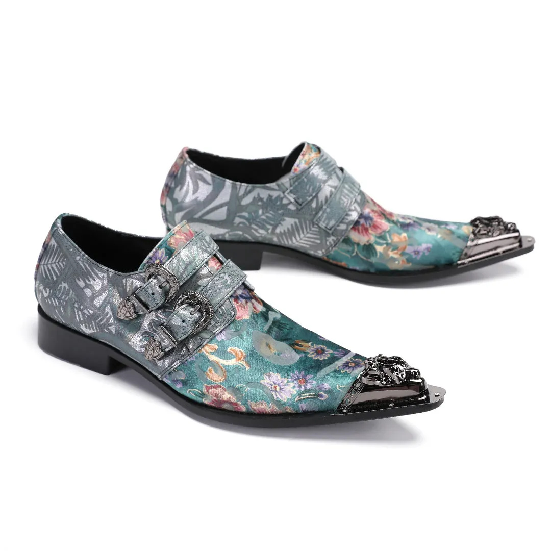 Leather pointed-toe men's shoes, spring and autumn embossed patent leather loafers, personalized hairstylists, trendy men's single shoes, one-foot casual shoes