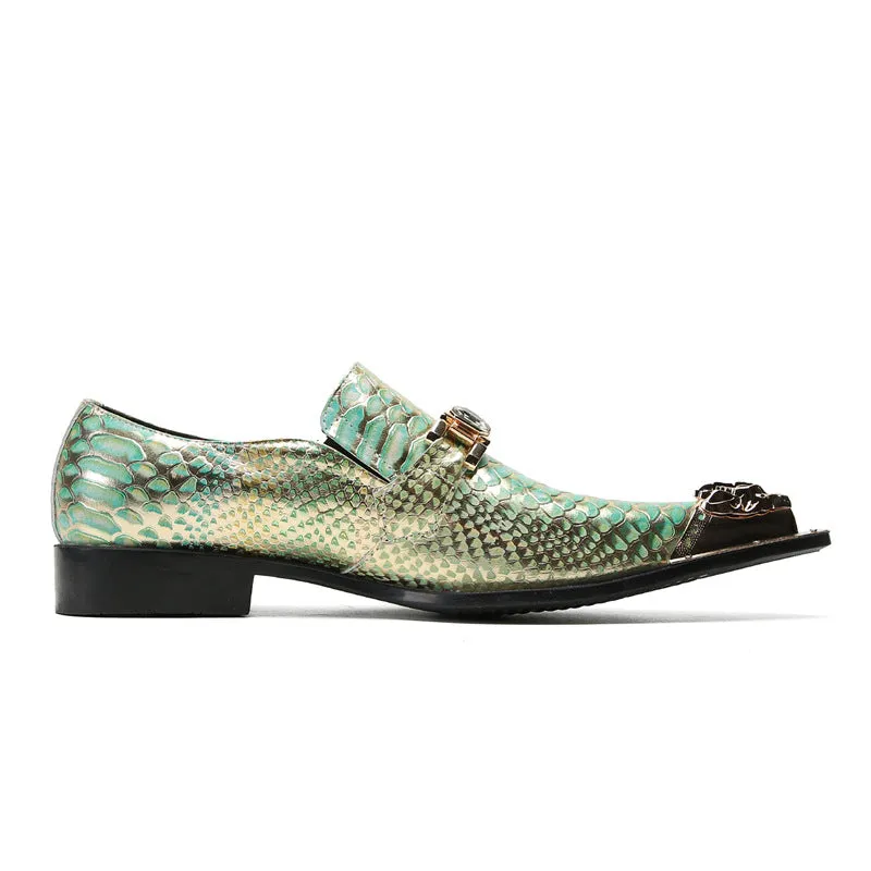 Leather shoes, men's cowhide, summer, British business casual, square-toe cowhide brand, one-footed slip-on fashion loafers, tide