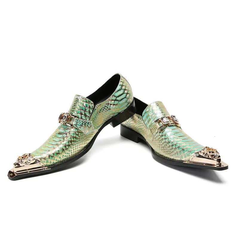 Leather shoes, men's cowhide, summer, British business casual, square-toe cowhide brand, one-footed slip-on fashion loafers, tide