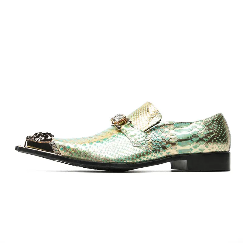 Leather shoes, men's cowhide, summer, British business casual, square-toe cowhide brand, one-footed slip-on fashion loafers, tide