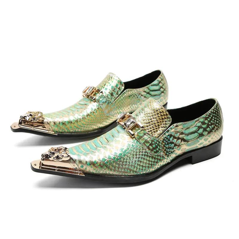 Leather shoes, men's cowhide, summer, British business casual, square-toe cowhide brand, one-footed slip-on fashion loafers, tide