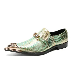 Leather shoes, men's cowhide, summer, British business casual, square-toe cowhide brand, one-footed slip-on fashion loafers, tide