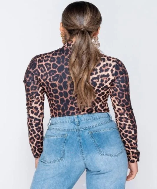 Leopard High Neck Body Suit