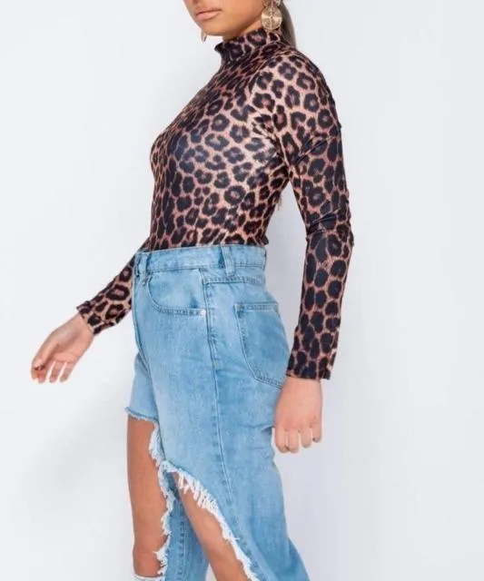 Leopard High Neck Body Suit