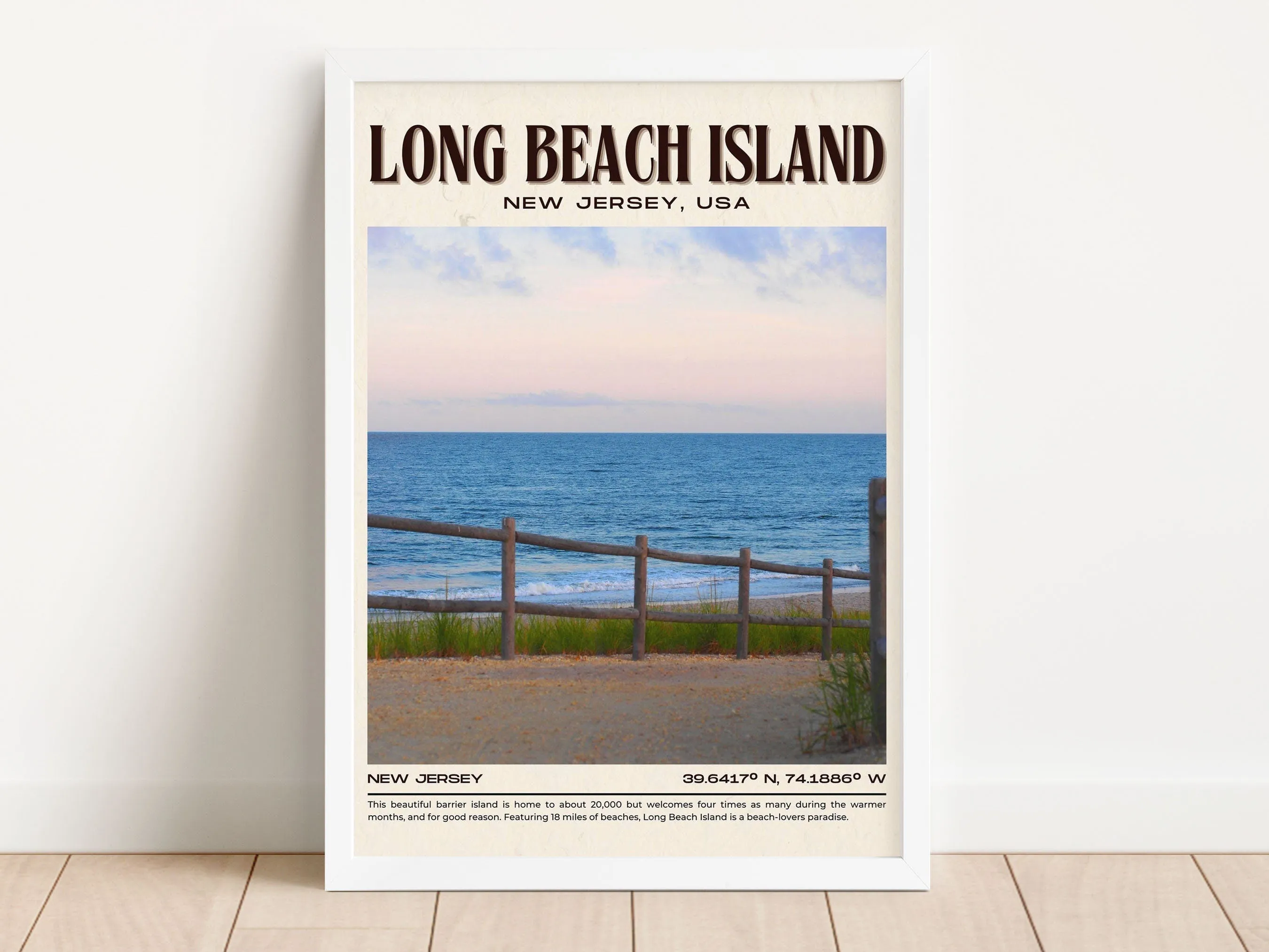 Long Beach Island Vintage Wall Art, New Jersey, USA