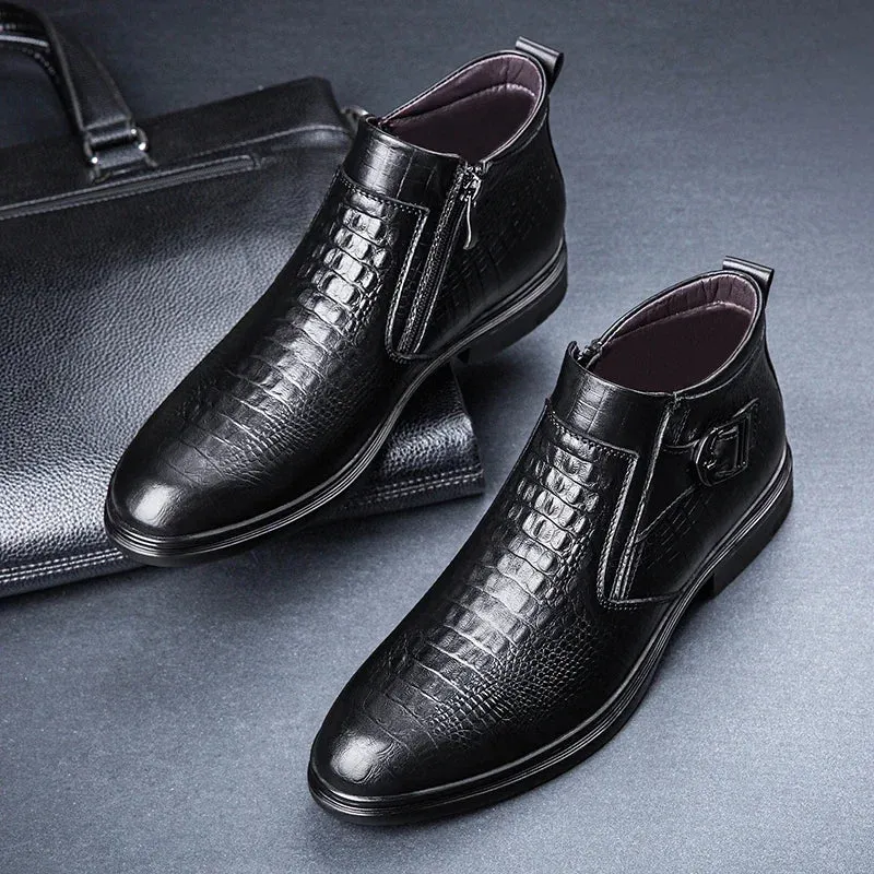men's Chelsea bootss- Genuine Leather- Thick Sole Fashion Boots for men