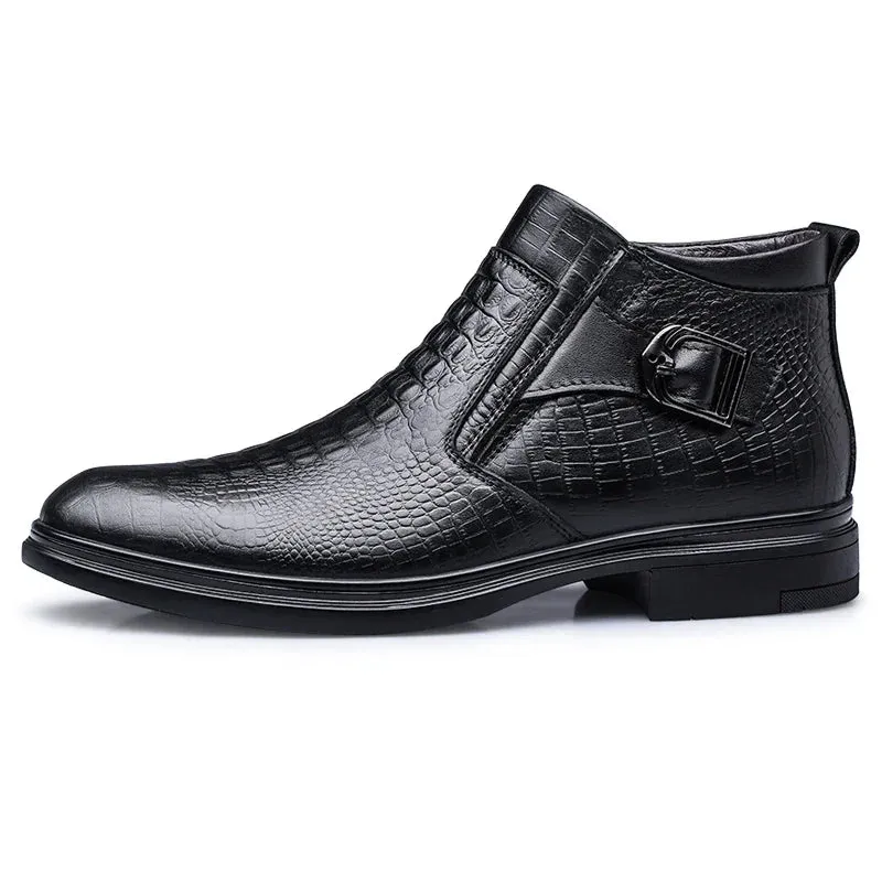 men's Chelsea bootss- Genuine Leather- Thick Sole Fashion Boots for men