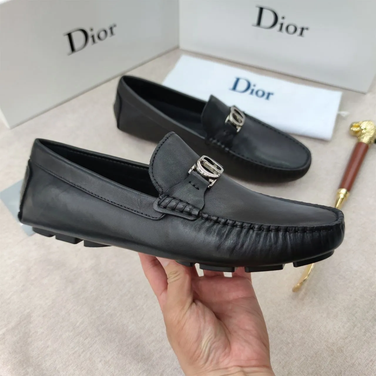 Men's Premium Loafers with Metal Initial Logo