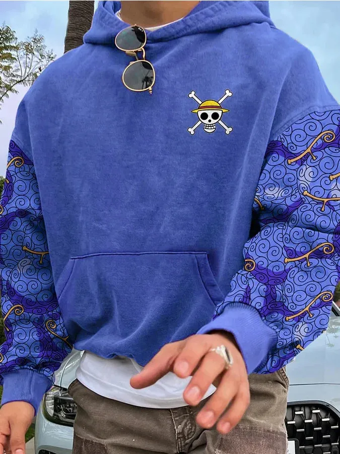 Men's Stylish Manga Devil Fruit Print Hoodie