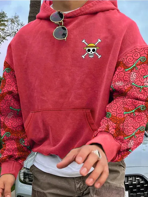 Men's Stylish Manga Devil Fruit Print Hoodie