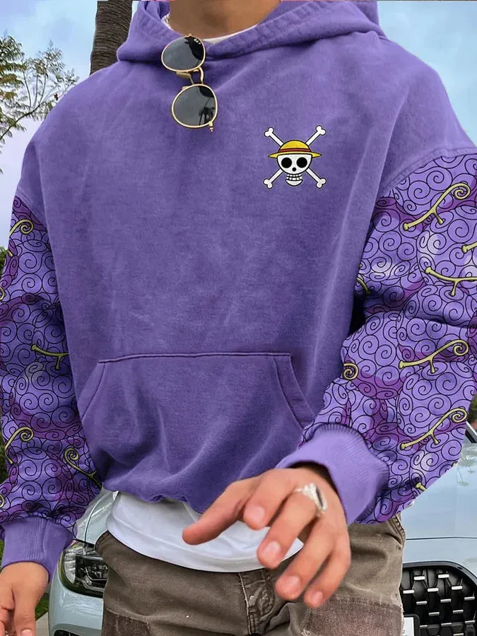 Men's Stylish Manga Devil Fruit Print Hoodie