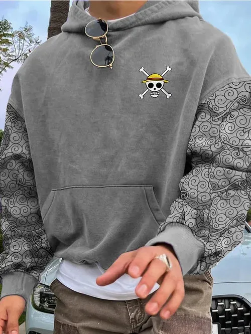 Men's Stylish Manga Devil Fruit Print Hoodie