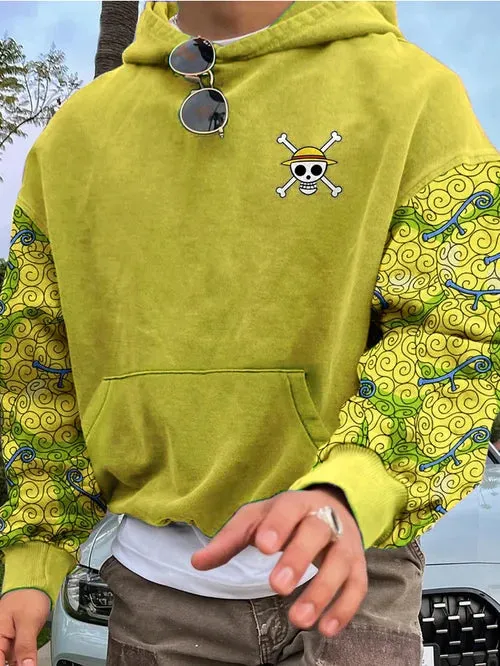 Men's Stylish Manga Devil Fruit Print Hoodie