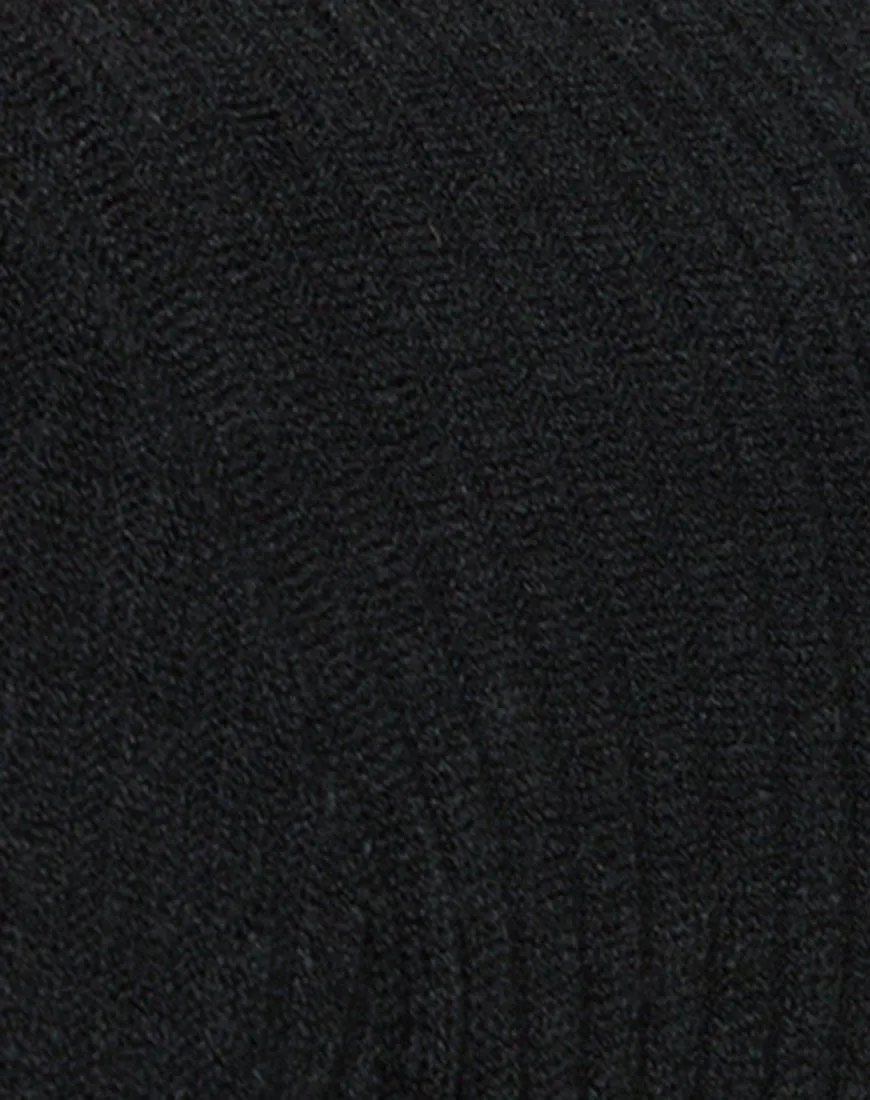 Mya Cutout Dress in Rib Knit Black