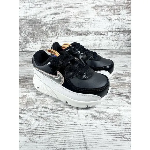 NEW Toddler Nike Air Max 90 LTR SE Off Noir/Pewter Black Sneakers Sz 5c